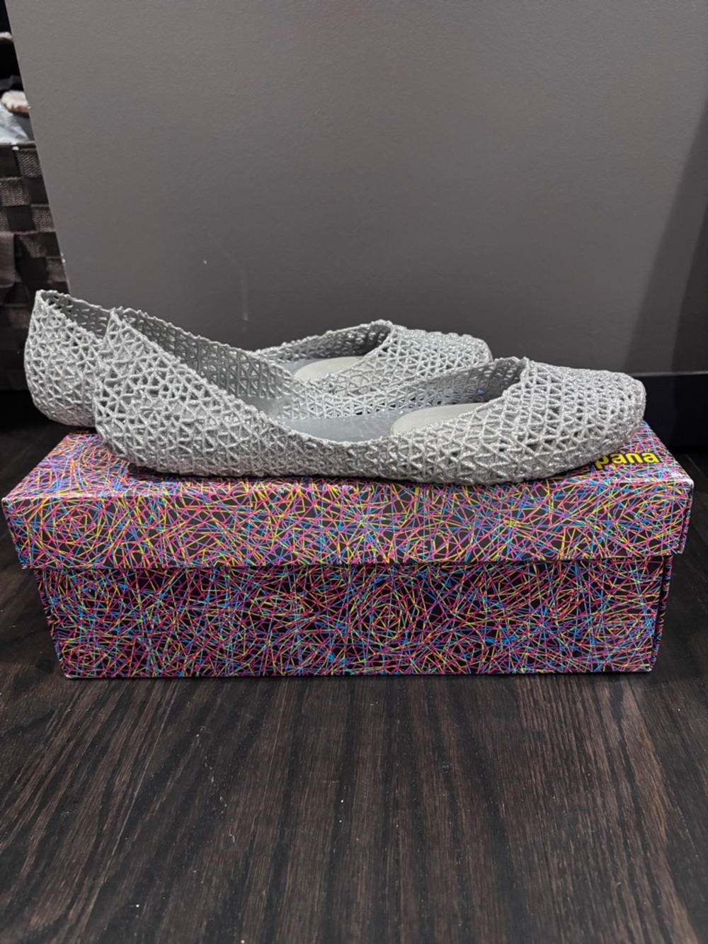 Melissa Silver Glitter Lattice Ballet Flats